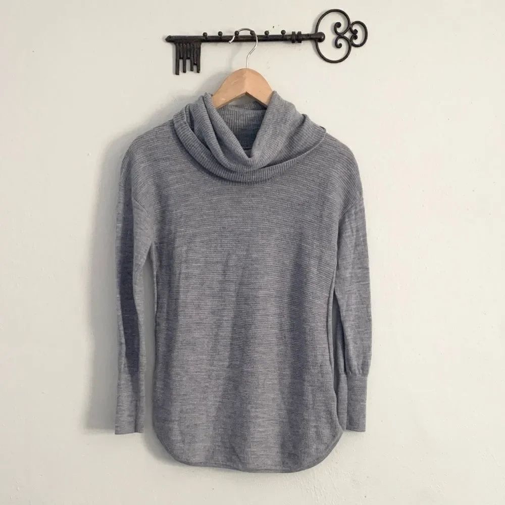 Max Studio 100% Merino Wool Gray Cowl Neck Sweater – Size Small